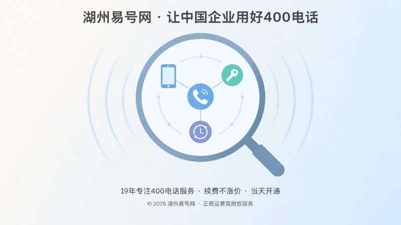 核验、使用与交接400电话套餐流程的聚焦式插画